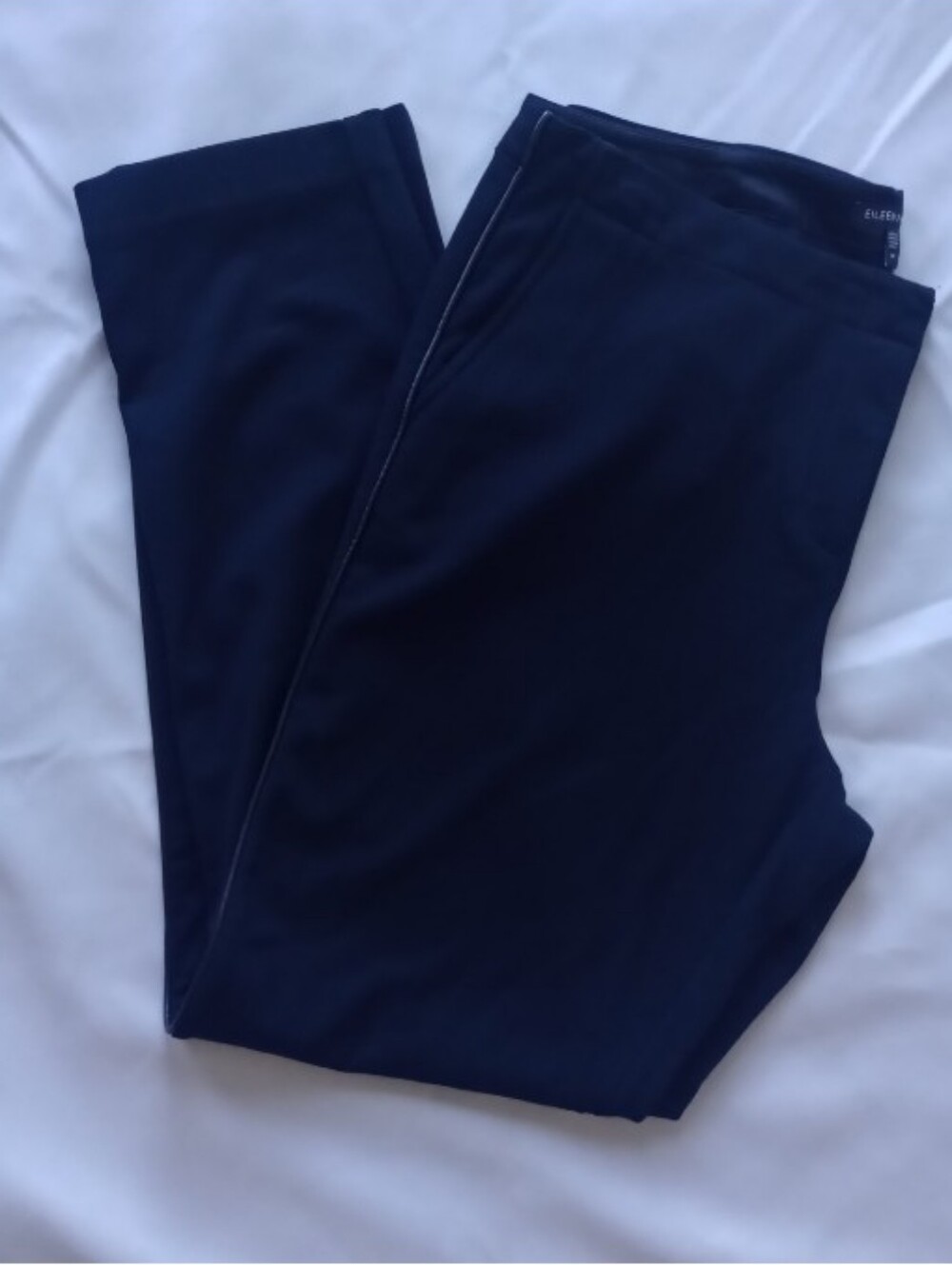 Eileen Fisher Genuine Leather Trim Ankle Black Pant Sz M Minimalist Chic Luxury